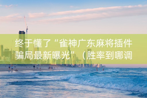 终于懂了“雀神广东麻将插件骗局最新曝光”（胜率到哪调)