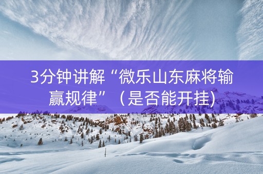 3分钟讲解“微乐山东麻将输赢规律”（是否能开挂)