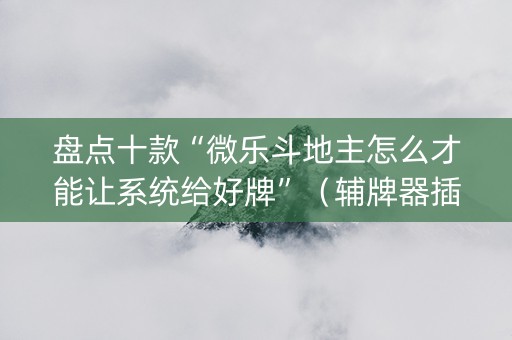 盘点十款“微乐斗地主怎么才能让系统给好牌”（辅牌器插件购买)