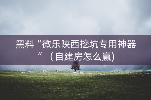 黑料“微乐陕西挖坑专用神器”（自建房怎么赢)