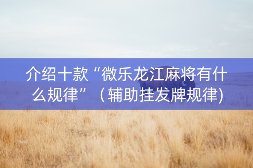 介绍十款“微乐龙江麻将有什么规律”（辅助挂发牌规律)