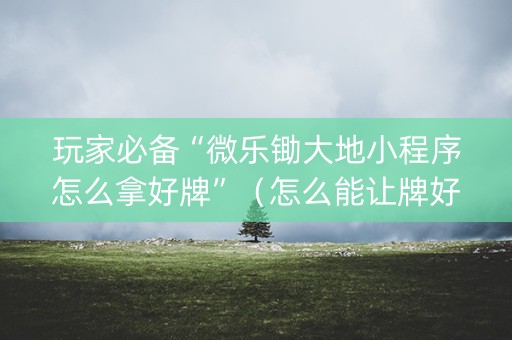 玩家必备“微乐锄大地小程序怎么拿好牌”（怎么能让牌好一点)