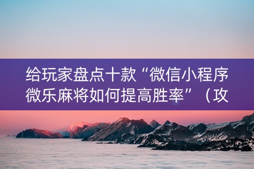给玩家盘点十款“微信小程序微乐麻将如何提高胜率”（攻略插件)