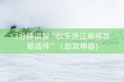 3分钟讲解“微乐浙江麻将攻略插件”（助攻神器)