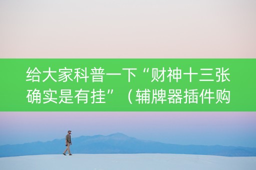 给大家科普一下“财神十三张确实是有挂”（辅牌器插件购买)