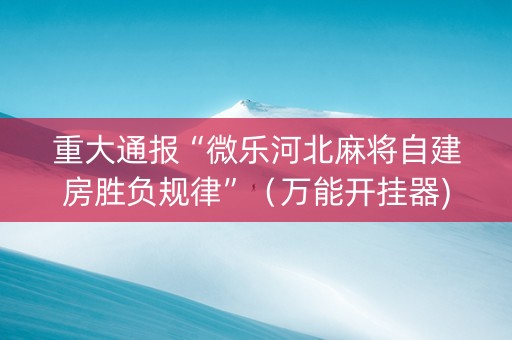 重大通报“微乐河北麻将自建房胜负规律”（万能开挂器)