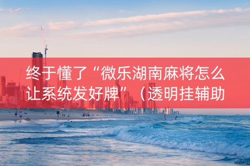 终于懂了“微乐湖南麻将怎么让系统发好牌”（透明挂辅助器)