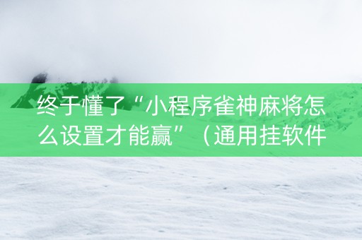终于懂了“小程序雀神麻将怎么设置才能赢”（通用挂软件多少钱)