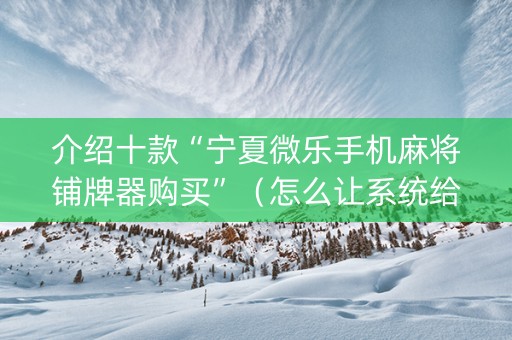 介绍十款“宁夏微乐手机麻将铺牌器购买”（怎么让系统给你发好牌)