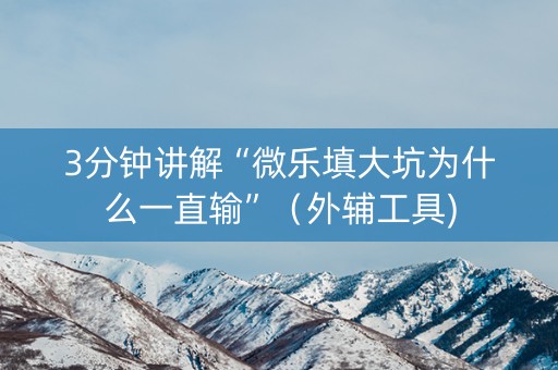 3分钟讲解“微乐填大坑为什么一直输”（外辅工具)