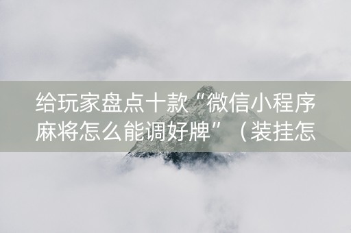 给玩家盘点十款“微信小程序麻将怎么能调好牌”（装挂怎么安装)