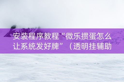 安装程序教程“微乐掼蛋怎么让系统发好牌”（透明挂辅助器)