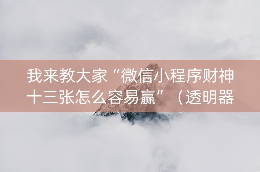 我来教大家“微信小程序财神十三张怎么容易赢”（透明器教程)