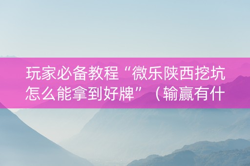 玩家必备教程“微乐陕西挖坑怎么能拿到好牌”（输赢有什么规律)