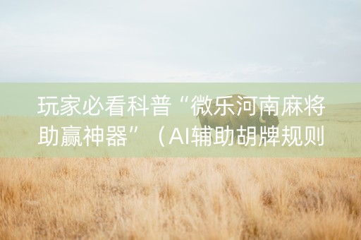 玩家必看科普“微乐河南麻将助赢神器”（AI辅助胡牌规则)