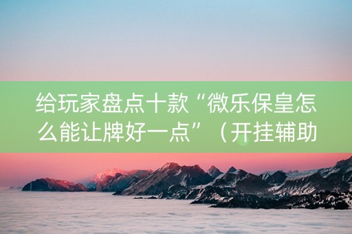 给玩家盘点十款“微乐保皇怎么能让牌好一点”（开挂辅助器插件)