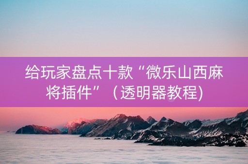 给玩家盘点十款“微乐山西麻将插件”（透明器教程)