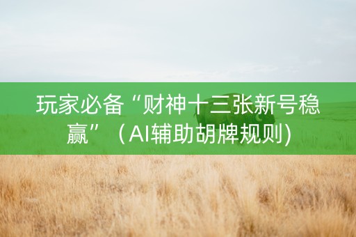 玩家必备“财神十三张新号稳赢”（AI辅助胡牌规则)