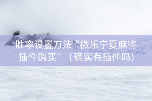 胜率设置方法“微乐宁夏麻将插件购买”（确实有插件吗)