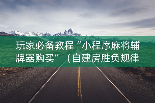 玩家必备教程“小程序麻将辅牌器购买”（自建房胜负规律)