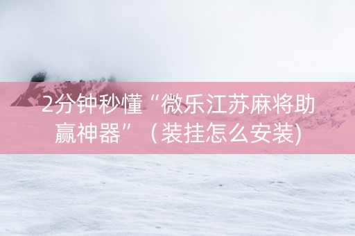 2分钟秒懂“微乐江苏麻将助赢神器”（装挂怎么安装)