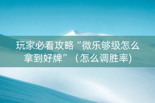 玩家必看攻略“微乐够级怎么拿到好牌”（怎么调胜率)