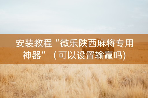 安装教程“微乐陕西麻将专用神器”（可以设置输赢吗)