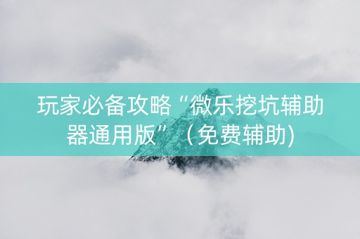 玩家必备攻略“微乐挖坑辅助器通用版”（免费辅助)
