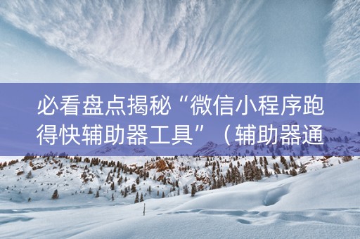 必看盘点揭秘“微信小程序跑得快辅助器工具”（辅助器通用版)