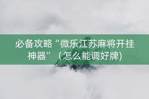 必备攻略“微乐江苏麻将开挂神器”（怎么能调好牌)