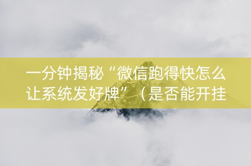 一分钟揭秘“微信跑得快怎么让系统发好牌”（是否能开挂)