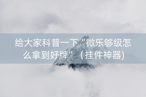 给大家科普一下“微乐够级怎么拿到好牌”（挂件神器)