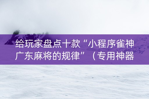 给玩家盘点十款“小程序雀神广东麻将的规律”（专用神器)