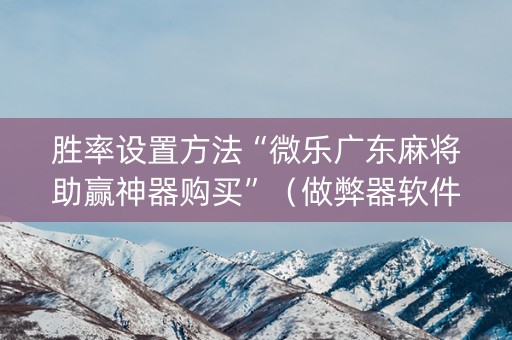 胜率设置方法“微乐广东麻将助赢神器购买”（做弊器软件下载)