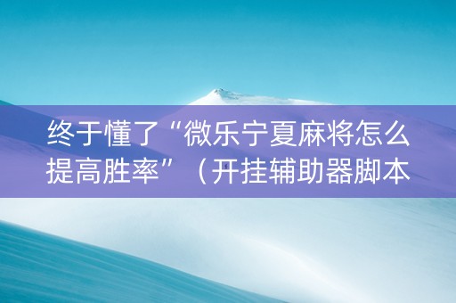 终于懂了“微乐宁夏麻将怎么提高胜率”（开挂辅助器脚本)