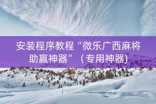 安装程序教程“微乐广西麻将助赢神器”（专用神器)