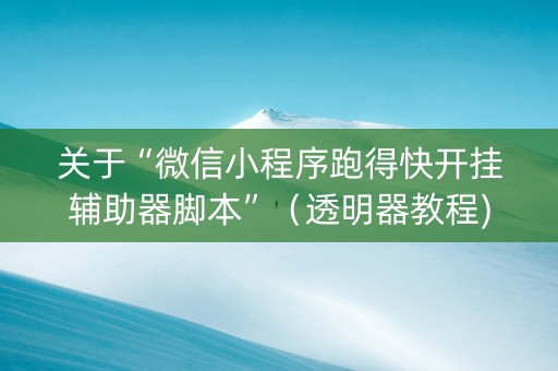 关于“微信小程序跑得快开挂辅助器脚本”（透明器教程)