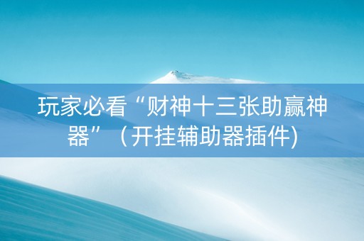 玩家必看“财神十三张助赢神器”（开挂辅助器插件)