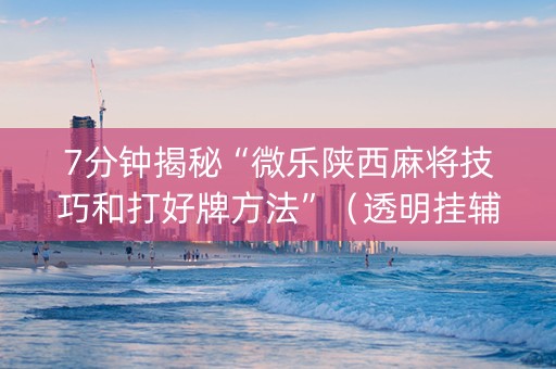 7分钟揭秘“微乐陕西麻将技巧和打好牌方法”（透明挂辅助器)