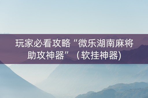 玩家必看攻略“微乐湖南麻将助攻神器”（软挂神器)