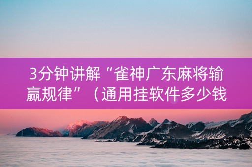 3分钟讲解“雀神广东麻将输赢规律”（通用挂软件多少钱)