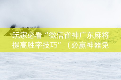 玩家必看“微信雀神广东麻将提高胜率技巧”（必赢神器免费安装)