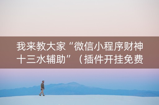 我来教大家“微信小程序财神十三水辅助”（插件开挂免费AI)
