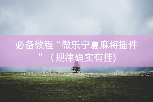 必备教程“微乐宁夏麻将插件”（规律确实有挂)