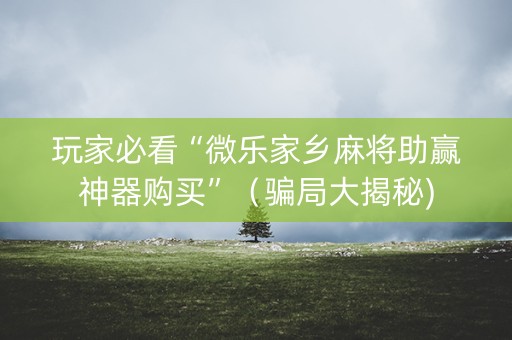 玩家必看“微乐家乡麻将助赢神器购买”（骗局大揭秘)