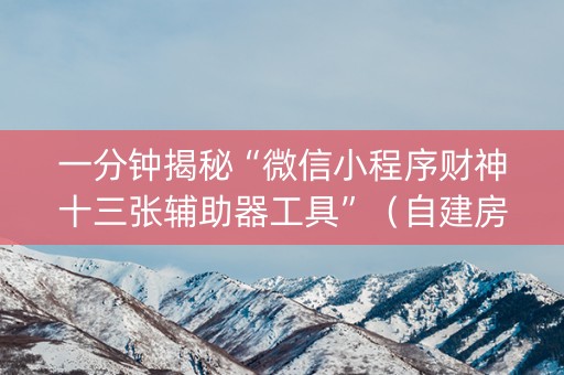 一分钟揭秘“微信小程序财神十三张辅助器工具”（自建房怎么拿好牌)