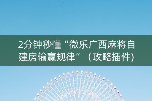 2分钟秒懂“微乐广西麻将自建房输赢规律”（攻略插件)