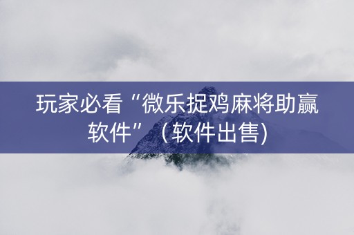 玩家必看“微乐捉鸡麻将助赢软件”（软件出售)