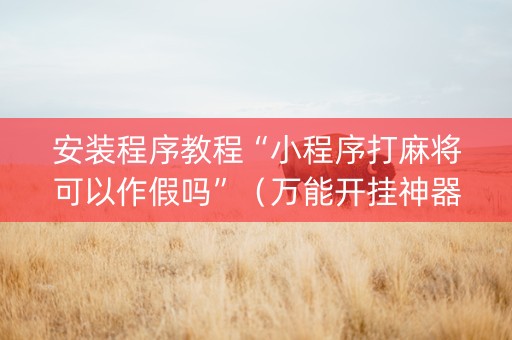 安装程序教程“小程序打麻将可以作假吗”（万能开挂神器)