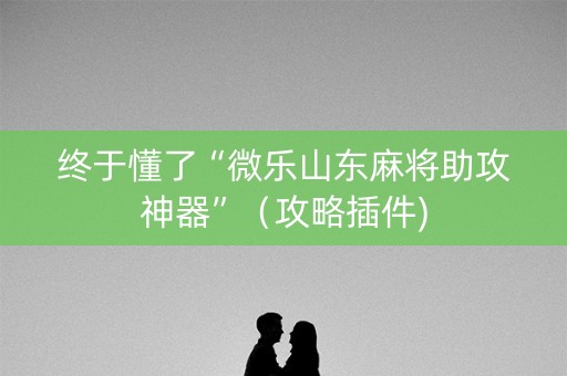 终于懂了“微乐山东麻将助攻神器”（攻略插件)